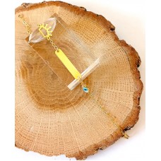 Παιδική Ταυτότητα σε Κίτρινο Χρυσό 9Κ - Κορώνα και μπλε ματάκι (KID175)